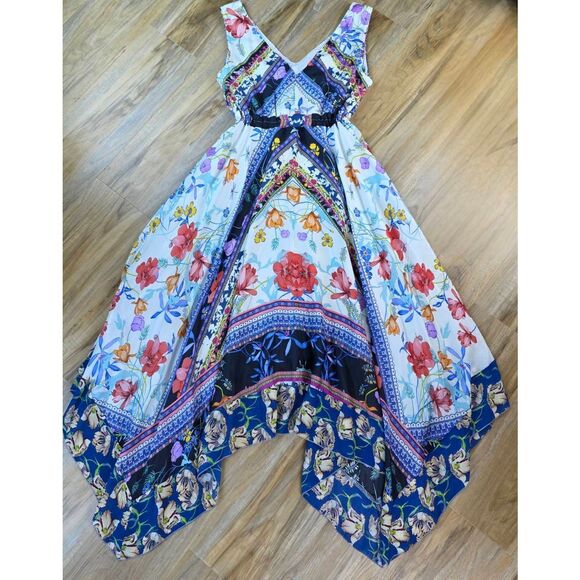 🔹️NWT Johnny Was Silk Cassia Asymmetric Hem Sleeveless Dress Small - Picture 4 of 13